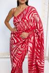 Ekaya Banaras_Red Silk Zari Handwoven Scarlet Saree With Running Blouse _at_Aza_Fashions