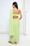Shop_Ekaya Banaras_Green Chiffon Mint Polka Dotted Saree With Running Blouse _at_Aza_Fashions