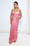 Buy_Ekaya Banaras_Pink Silk Zari Handwoven Dusty Saree With Running Blouse _at_Aza_Fashions