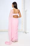 Shop_Ekaya Banaras_Pink Chiffon Blush Movable Brooch Saree With Running Blouse _at_Aza_Fashions