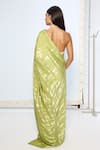 Shop_Ekaya Banaras_Green Silk Zari Handwoven Sage Saree With Running Blouse _at_Aza_Fashions