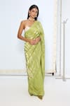 Buy_Ekaya Banaras_Green Silk Zari Handwoven Sage Saree With Running Blouse _Online_at_Aza_Fashions
