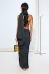 Shop_Ekaya Banaras_Black Chiffon Noir Polka Dotted Saree With Running Blouse _at_Aza_Fashions
