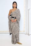 Buy_Ekaya Banaras_Black Silk Leopard Print Saree With Running Blouse _at_Aza_Fashions