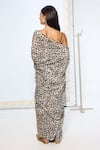 Shop_Ekaya Banaras_Black Silk Leopard Print Saree With Running Blouse _at_Aza_Fashions