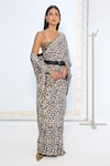Buy_Ekaya Banaras_Black Silk Leopard Print Saree With Running Blouse _Online_at_Aza_Fashions