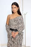Ekaya Banaras_Black Silk Leopard Print Saree With Running Blouse _at_Aza_Fashions