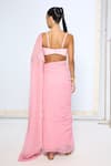 Shop_Ekaya Banaras_Pink Chiffon Strawberry Polka Dotted Saree With Running Blouse _at_Aza_Fashions
