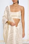 Ekaya Banaras_Ivory Silk Zari Handwoven Saree With Running Blouse _Online_at_Aza_Fashions