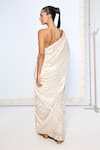 Shop_Ekaya Banaras_Ivory Silk Zari Handwoven Saree With Running Blouse _at_Aza_Fashions