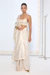 Shop_Ekaya Banaras_Ivory Silk Zari Handwoven Saree With Running Blouse _Online_at_Aza_Fashions