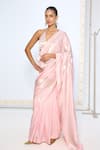 Buy_Ekaya Banaras_Pink Silk Zari Handwoven Blush Saree With Running Blouse _at_Aza_Fashions