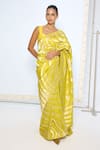 Buy_Ekaya Banaras_Yellow Silk Zari Handwoven Citrine Saree With Running Blouse _at_Aza_Fashions
