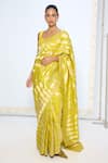 Buy_Ekaya Banaras_Yellow Silk Zari Handwoven Citrine Saree With Running Blouse _Online_at_Aza_Fashions