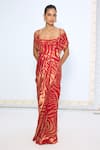 Buy_Ekaya Banaras_Red Silk Zari Handwoven Classic Saree With Running Blouse _at_Aza_Fashions