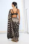 Shop_Ekaya Banaras_Black Silk Zari Handwoven And Silver Saree With Running Blouse _at_Aza_Fashions