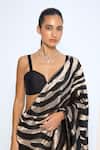 Shop_Ekaya Banaras_Black Silk Zari Handwoven And Silver Saree With Running Blouse _Online_at_Aza_Fashions