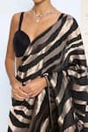 Ekaya Banaras_Black Silk Zari Handwoven And Silver Saree With Running Blouse _at_Aza_Fashions