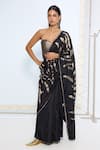 Buy_Ekaya Banaras_Black Silk Zari Handwoven Noir And Silver Saree With Running Blouse _at_Aza_Fashions