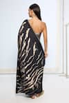 Shop_Ekaya Banaras_Black Silk Zari Handwoven Noir And Silver Saree With Running Blouse _at_Aza_Fashions