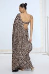 Shop_Ekaya Banaras_Black Silk The Cheetah Print Saree With Running Blouse _at_Aza_Fashions