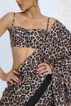 Shop_Ekaya Banaras_Black Silk The Cheetah Print Saree With Running Blouse _Online_at_Aza_Fashions