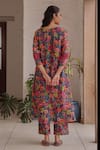 Shop_Vaayu_Multi Color Muslin, Cotton V-neck Amethyst Bloom Printed Kurta And Pant Set _at_Aza_Fashions