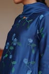 Vaayu_Blue Silk Embroidery Round Neck Indigo Bloom Print Anarkali With Dupatta _Online_at_Aza_Fashions