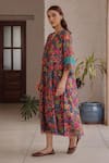 Buy_Vaayu_Multi Color Muslin, Cotton V-neck Amethyst Bloom Print Dress _Online_at_Aza_Fashions