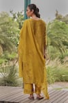 Shop_Vaayu_Yellow Silk Embroidery, Applique Round Neck Tuscany Floral Print Kurta Set _at_Aza_Fashions