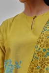 Vaayu_Yellow Silk Applique, Embroidery, Tassels Keyhole Neck Ochre Kurta Set _at_Aza_Fashions
