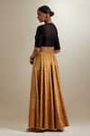Shop_Vinusto_Black Chanderi, Silk, Organza Zari, Embroidery V-neck Blouse And Palazzo Set _at_Aza_Fashions