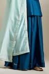 Shop_Vinusto_Teal Chanderi Embroidery, Lace, Zari V-neck Cutdana And Kurta Sharara Set 