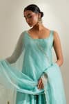 Shop_Vinusto_Mint Chanderi Zari, Embroidery Square Neck Kurta Sharara Set 