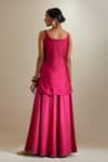 Shop_Vinusto_Fuchsia Chanderi, Silk Zari, Embroidery Scoop Neck Kurta Sharara Set _at_Aza_Fashions