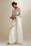 Vinusto_Ivory Silk, Chanderi Zari, Embroidery, Lace Split Katan Saree With Blouse _Online_at_Aza_Fashions