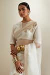 Buy_Vinusto_Ivory Silk, Chanderi Zari, Embroidery, Lace Split Katan Saree With Blouse 