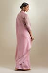 Shop_Vinusto_Pink Chanderi Lace, Zari Collared Saree With Blouse _at_Aza_Fashions