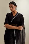 Shop_Vinusto_Black , Organza, Sequins And Katan Saree With Blouse _Online_at_Aza_Fashions