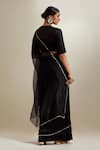 Shop_Vinusto_Black , Organza, Sequins And Katan Saree With Blouse _at_Aza_Fashions