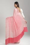 Aza X Shilpa Shetty Kundra_Pink Georgette, Silk Satin, Animal Swirl Print Saree With Puff Sleeve Blouse _Online_at_Aza_Fashions