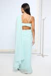 Shop_Ekaya Banaras_Aqua Chiffon Ice Blue Movable Brooch Saree With Running Blouse _at_Aza_Fashions