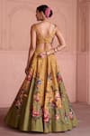 Shop_Irrau By Samir Mantri_Multi Color Dupion, Chinon, Chiffon Embroidery, Kaner Bird Print Lehenga Set _at_Aza_Fashions