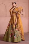 Buy_Irrau By Samir Mantri_Multi Color Dupion, Chinon, Chiffon Embroidery, Kaner Bird Print Lehenga Set _Online_at_Aza_Fashions