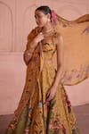 Shop_Irrau By Samir Mantri_Multi Color Dupion, Chinon, Chiffon Embroidery, Kaner Bird Print Lehenga Set _Online_at_Aza_Fashions