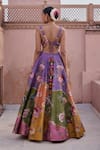 Shop_Irrau By Samir Mantri_Multi Color Dupion, Organza Embroidery, Anar Floral Bloom Print Lehenga Set _at_Aza_Fashions