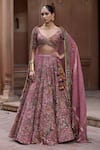 Buy_Irrau By Samir Mantri_Pink Organza Embroidery, Sequins, Beads, Tassels, Zari Kamal Hand Lehenga Set _at_Aza_Fashions