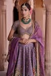 Buy_Irrau By Samir Mantri_Purple Dupion, Organza Beads, Embroidery, Sequins, Shahtoot Floral Lehenga Set _Online_at_Aza_Fashions