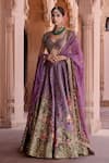 Buy_Irrau By Samir Mantri_Purple Dupion, Organza Beads, Embroidery, Sequins, Shahtoot Floral Lehenga Set _at_Aza_Fashions