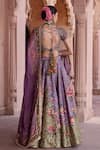 Shop_Irrau By Samir Mantri_Purple Dupion, Organza Beads, Embroidery, Sequins, Shahtoot Floral Lehenga Set _at_Aza_Fashions